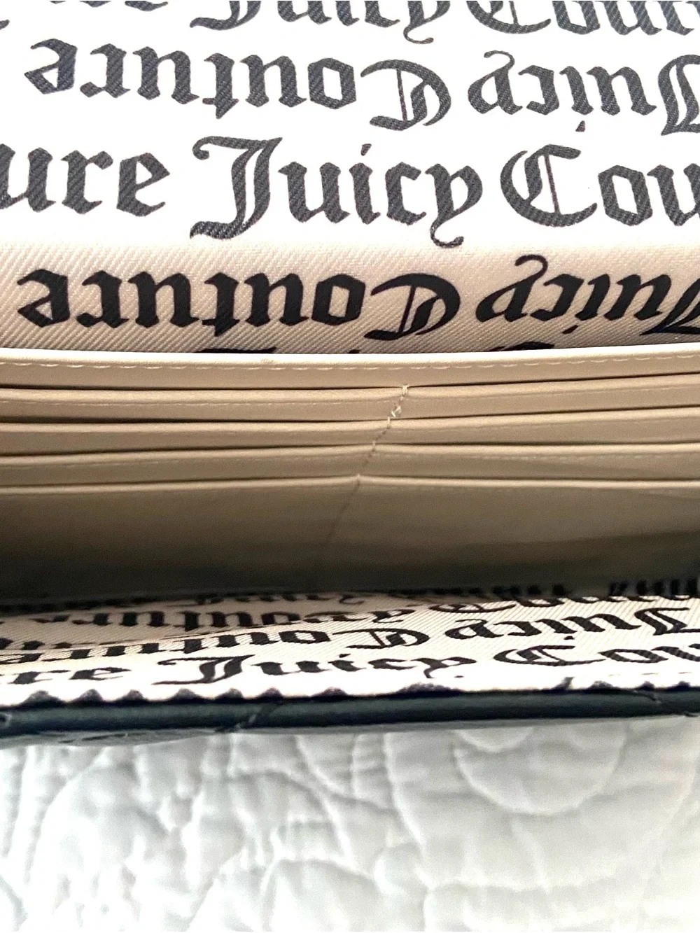 Juicy Couture Black Quilted Clutch Wristlet with Jeweled Logo
